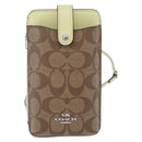 Coach Signature Shoulder Pouch Smartphone Case PVC Beige Silver Auth ki6833A-2