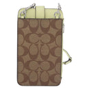 Coach Signature Shoulder Pouch Smartphone Case PVC Beige Silver Auth ki6833A-3