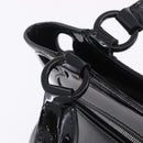 CARTIER Hand Bag Patent Leather Black Silver Auth ki6838A-17
