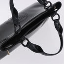CARTIER Hand Bag Patent Leather Black Silver Auth ki6838A-6