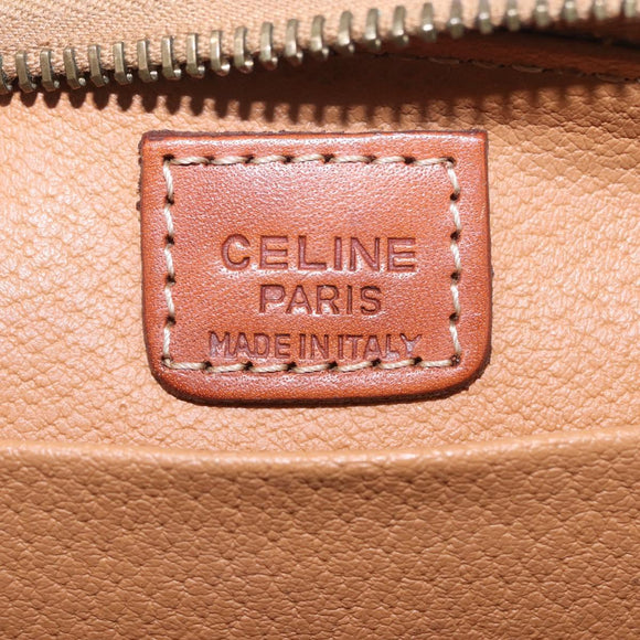 CELINE Macadam Canvas Pouch PVC Leather Brown Gold Auth ki6839