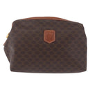 CELINE Macadam Canvas Pouch PVC Leather Brown Gold Auth ki6839-13