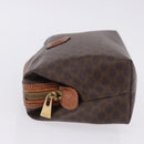 CELINE Macadam Canvas Pouch PVC Leather Brown Gold Auth ki6839-4