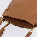 Chloe Eden Shoulder Bag Leather Beige Gold Auth ki6840-7