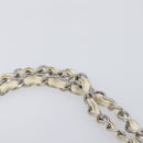 CHANEL Chain Shoulder Bag Leather Beige Silver CC Auth ki6841A-8
