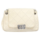 CHANEL Chain Shoulder Bag Leather Beige Silver CC Auth ki6841A-13