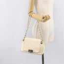 CHANEL Chain Shoulder Bag Leather Beige Silver CC Auth ki6841A-29