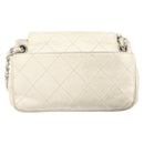 CHANEL Chain Shoulder Bag Leather Beige Silver CC Auth ki6841A-2
