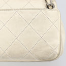CHANEL Chain Shoulder Bag Leather Beige Silver CC Auth ki6841A-3