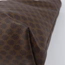 CELINE Macadam Canvas Tote Bag PVC Leather Brown Gold Auth ki6842A-12