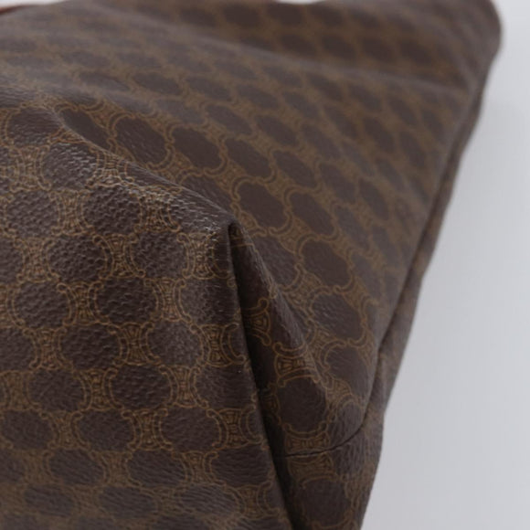 CELINE Macadam Canvas Tote Bag PVC Leather Brown Gold Auth ki6842A