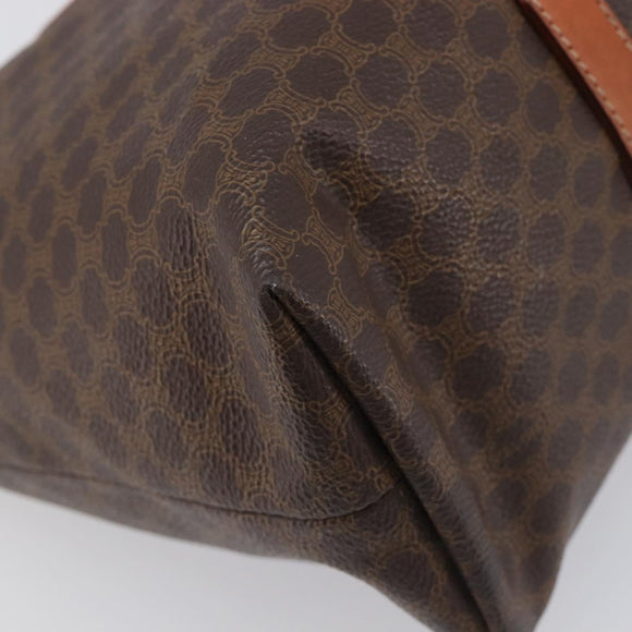 CELINE Macadam Canvas Tote Bag PVC Leather Brown Gold Auth ki6842A