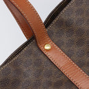 CELINE Macadam Canvas Tote Bag PVC Leather Brown Gold Auth ki6842A-14