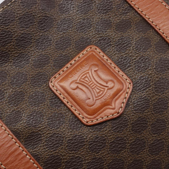 CELINE Macadam Canvas Tote Bag PVC Leather Brown Gold Auth ki6842A