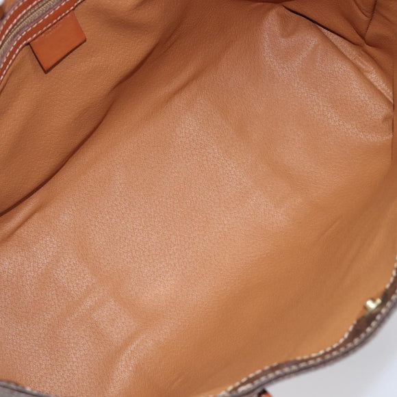 CELINE Macadam Canvas Tote Bag PVC Leather Brown Gold Auth ki6842A