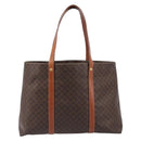 CELINE Macadam Canvas Tote Bag PVC Leather Brown Gold Auth ki6842A-3