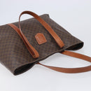 CELINE Macadam Canvas Tote Bag PVC Leather Brown Gold Auth ki6842A-6