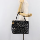 CHANEL COCO Mark Standard Tote Bag Patent Leather Black Gold CC Auth ki6845M-25