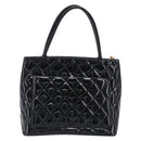 CHANEL COCO Mark Standard Tote Bag Patent Leather Black Gold CC Auth ki6845M-2