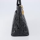 CHANEL COCO Mark Standard Tote Bag Patent Leather Black Gold CC Auth ki6845M-3