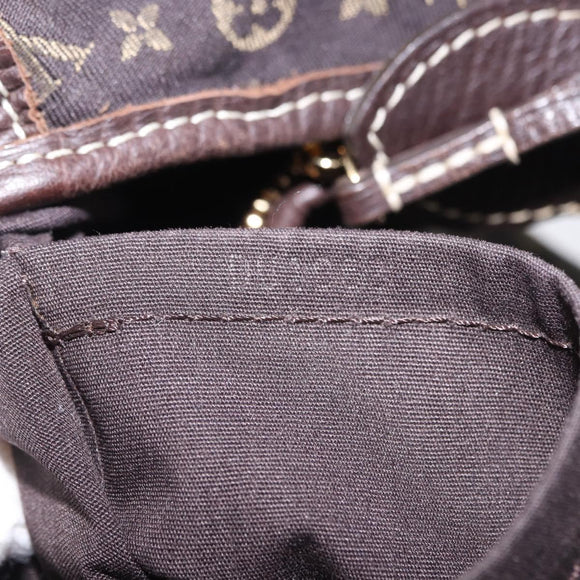 LOUIS VUITTON Monogram Mini Lin Manon MM Bag Brown Ebene M95619 LV Auth ki6848V