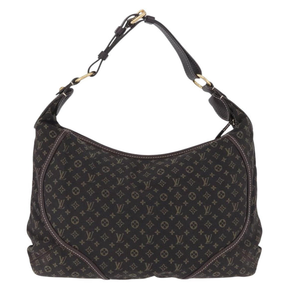 LOUIS VUITTON Monogram Mini Lin Manon MM Bag Brown Ebene M95619 LV Auth ki6848V