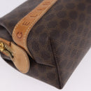 CELINE Macadam Canvas Pouch PVC Leather Brown Gold Auth ki6850-10