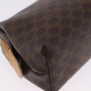 CELINE Macadam Canvas Pouch PVC Leather Brown Gold Auth ki6850-12