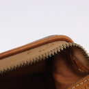 CELINE Macadam Canvas Pouch PVC Leather Brown Gold Auth ki6850-16