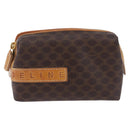 CELINE Macadam Canvas Pouch PVC Leather Brown Gold Auth ki6850-2