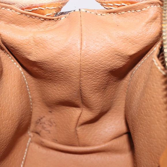 CELINE Macadam Canvas Pouch PVC Leather Brown Gold Auth ki6850