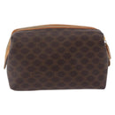 CELINE Macadam Canvas Pouch PVC Leather Brown Gold Auth ki6850-3