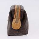CELINE Macadam Canvas Pouch PVC Leather Brown Gold Auth ki6850-4
