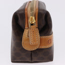 CELINE Macadam Canvas Pouch PVC Leather Brown Gold Auth ki6850-6
