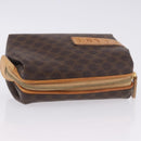 CELINE Macadam Canvas Pouch PVC Leather Brown Gold Auth ki6850-7