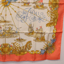 HERMES Carre 90 Scarf Silk ""VOILES DE LUMIERE"" Orange Auth ki6854-10