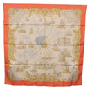 HERMES Carre 90 Scarf Silk ""VOILES DE LUMIERE"" Orange Auth ki6854-15
