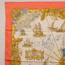 HERMES Carre 90 Scarf Silk ""VOILES DE LUMIERE"" Orange Auth ki6854-2