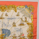 HERMES Carre 90 Scarf Silk ""VOILES DE LUMIERE"" Orange Auth ki6854-4