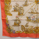 HERMES Carre 90 Scarf Silk ""VOILES DE LUMIERE"" Orange Auth ki6854-8