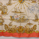 HERMES Carre 90 Scarf Silk ""VOILES DE LUMIERE"" Orange Auth ki6854-9