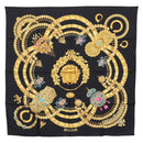 HERMES Carre 90 Scarf Silk ""KOSMIMA"" Black Auth ki6856-1