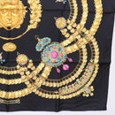 HERMES Carre 90 Scarf Silk ""KOSMIMA"" Black Auth ki6856-10