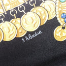 HERMES Carre 90 Scarf Silk ""KOSMIMA"" Black Auth ki6856-11