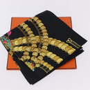 HERMES Carre 90 Scarf Silk ""KOSMIMA"" Black Auth ki6856-15