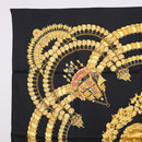 HERMES Carre 90 Scarf Silk ""KOSMIMA"" Black Auth ki6856-2