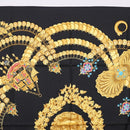 HERMES Carre 90 Scarf Silk ""KOSMIMA"" Black Auth ki6856-3