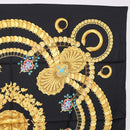 HERMES Carre 90 Scarf Silk ""KOSMIMA"" Black Auth ki6856-4