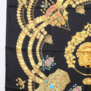 HERMES Carre 90 Scarf Silk ""KOSMIMA"" Black Auth ki6856-5