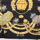 HERMES Carre 90 Scarf Silk ""KOSMIMA"" Black Auth ki6856-9